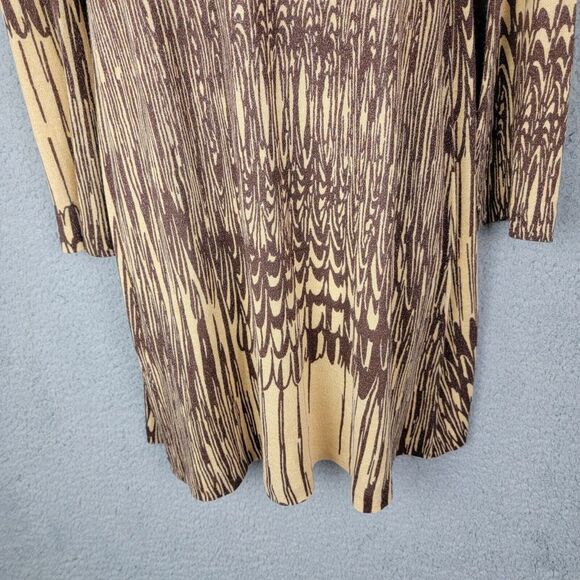 Laundry By ShelIi Segal Knit Dress Small Brown Chocolate Swirls Deep V-Neck Zip - Picture 4 of 14